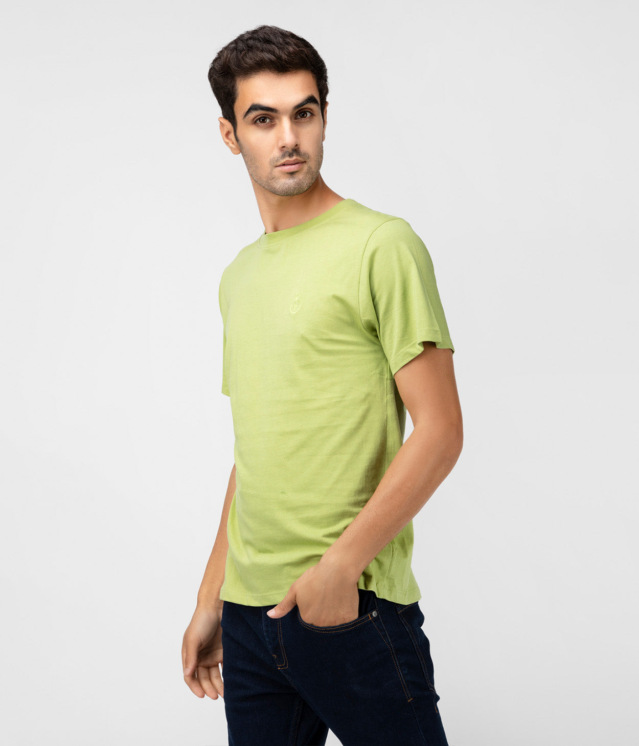 Lime Green Solid Mens T-Shirt