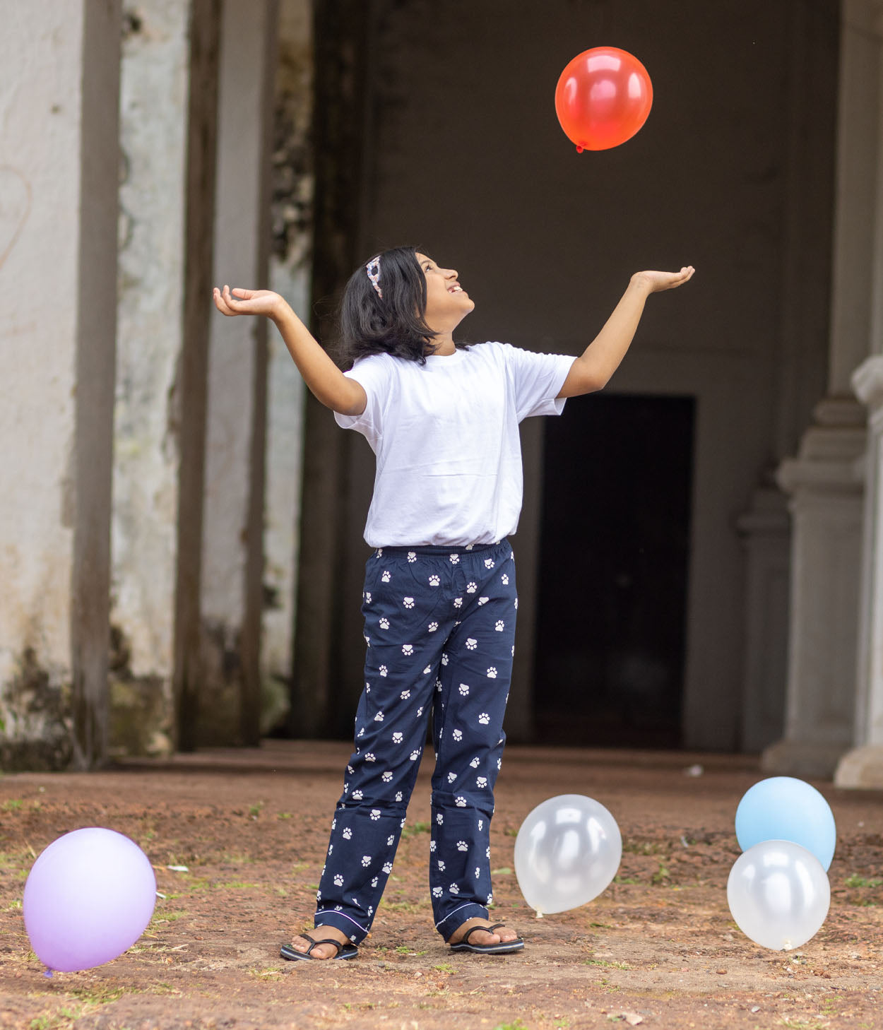 Paws Navy Printed Kids Pyjama