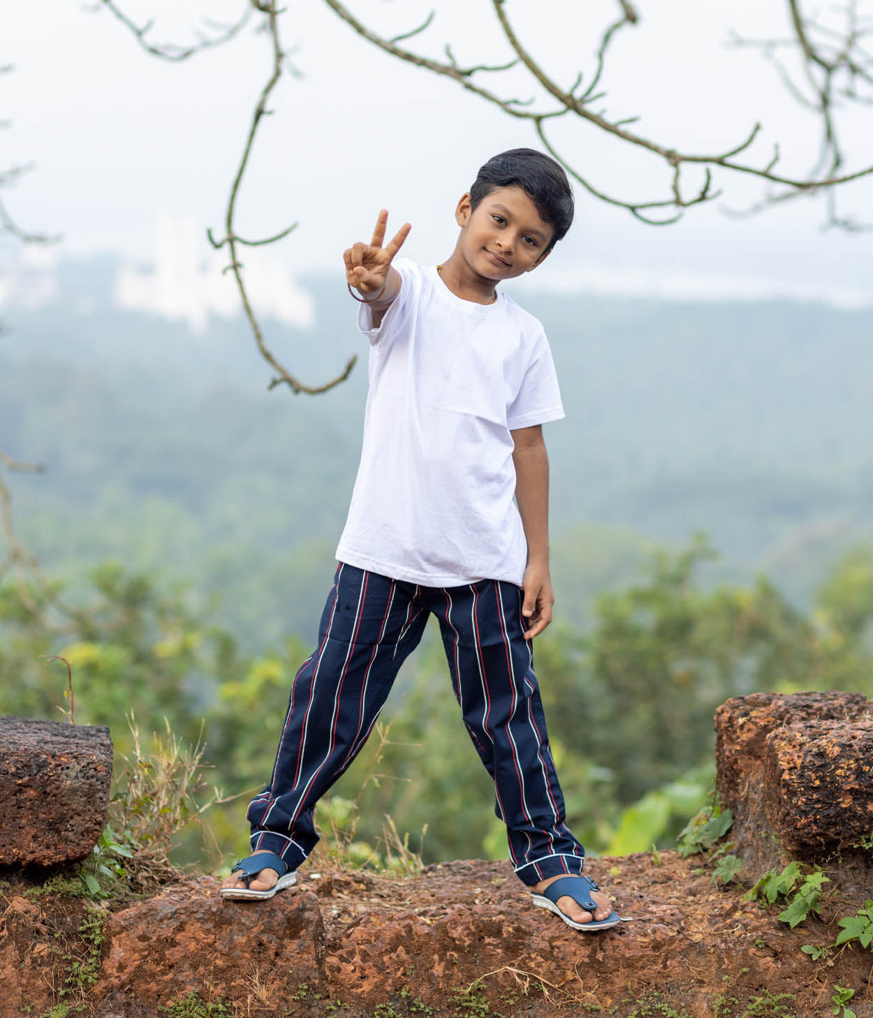 Pinstripes Navy Striped Kids Pyjama