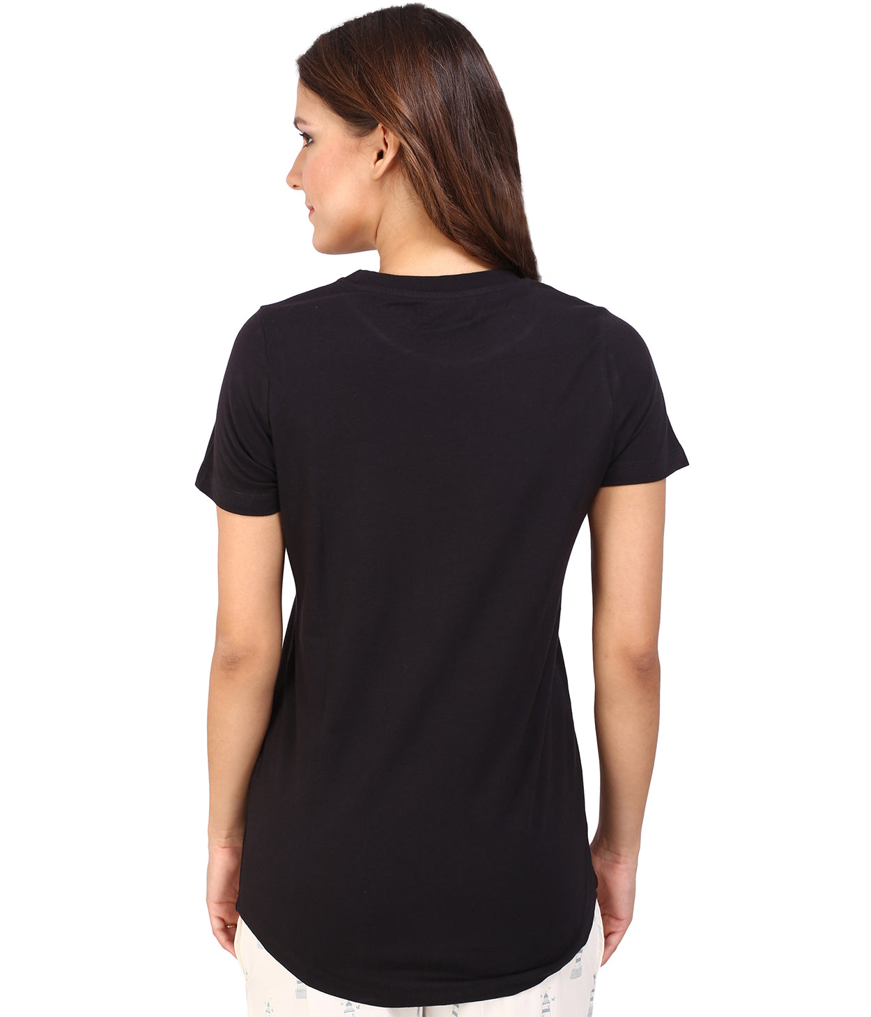 Black Solid Womens T-Shirt