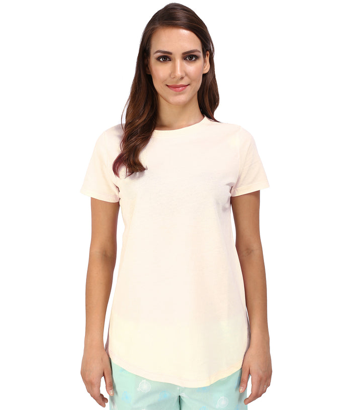Cream Solid Womens T-Shirt
